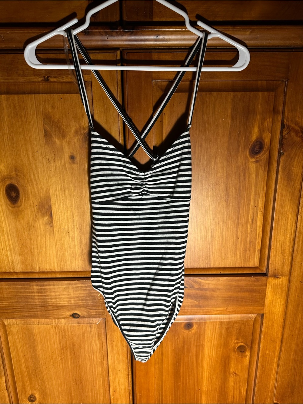 Forever 21 Women’s Striped Black and White Bodysuit